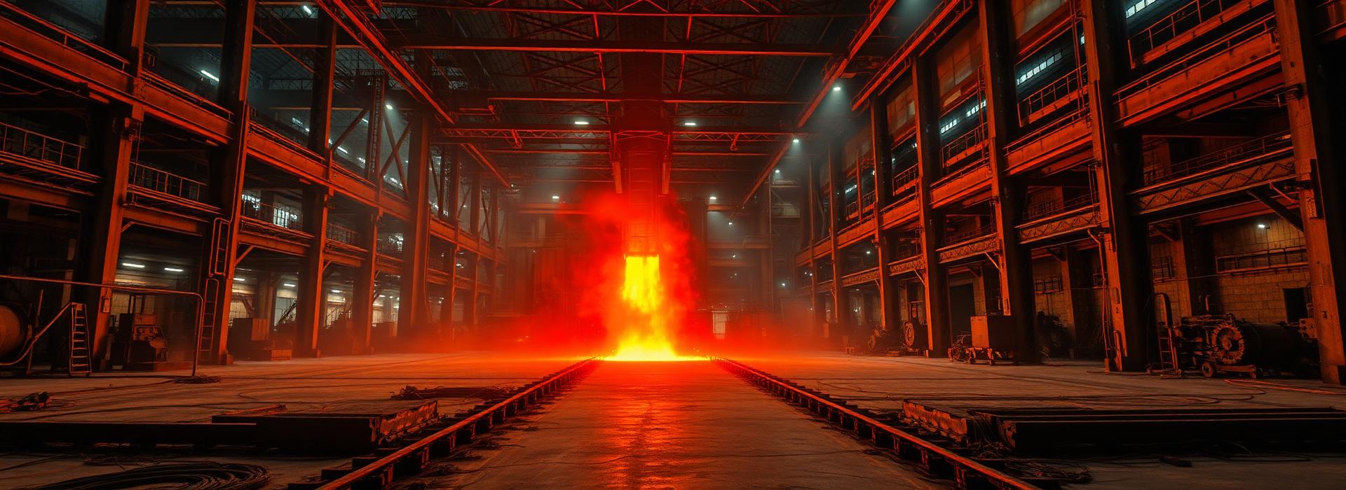 Molten glow of industrial factory